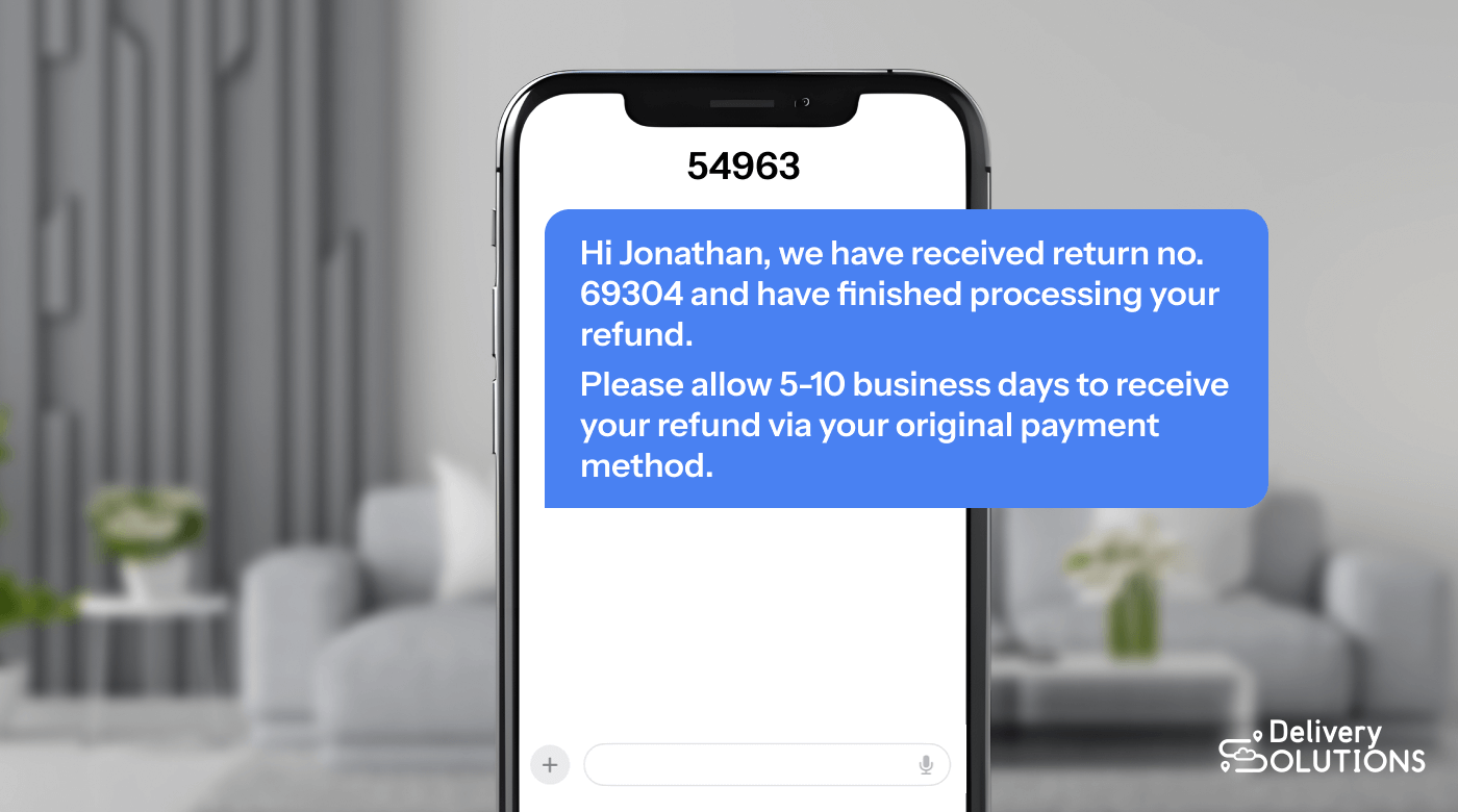 Automated SMS refund status message