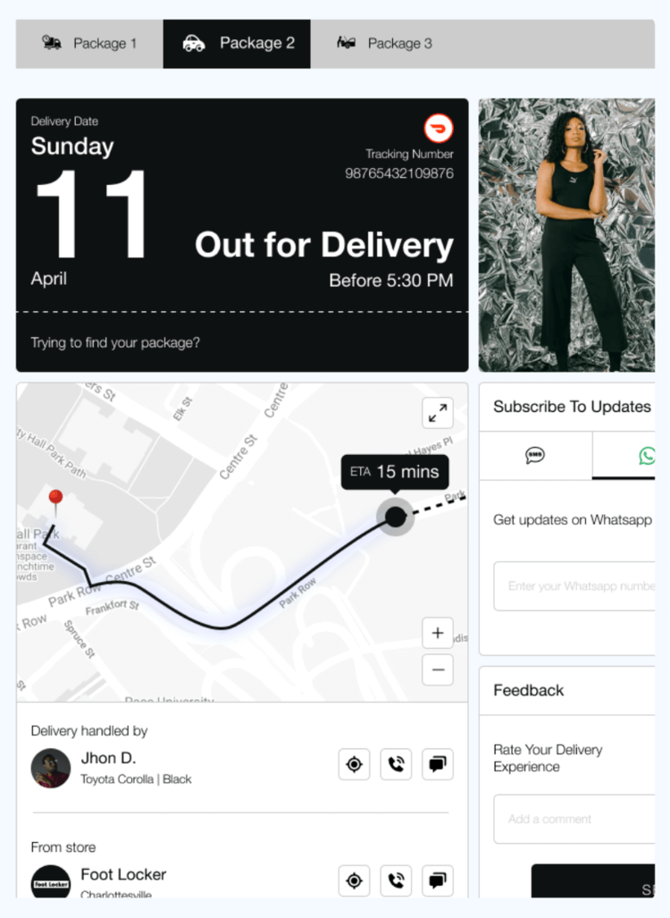 Delivery Solutions post-purchase interface