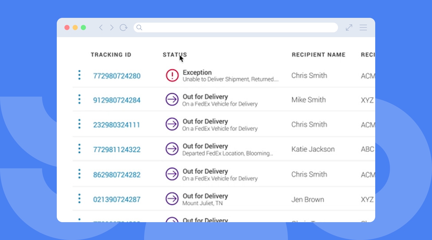 Last mile delivery tracking example