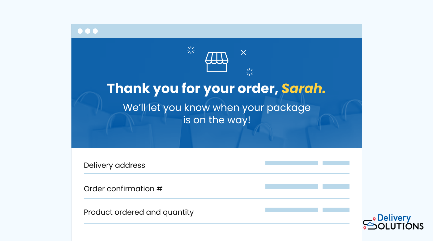 Order confirmation email example