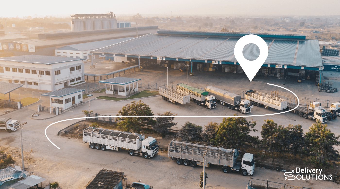 Vehicles at a distribution center