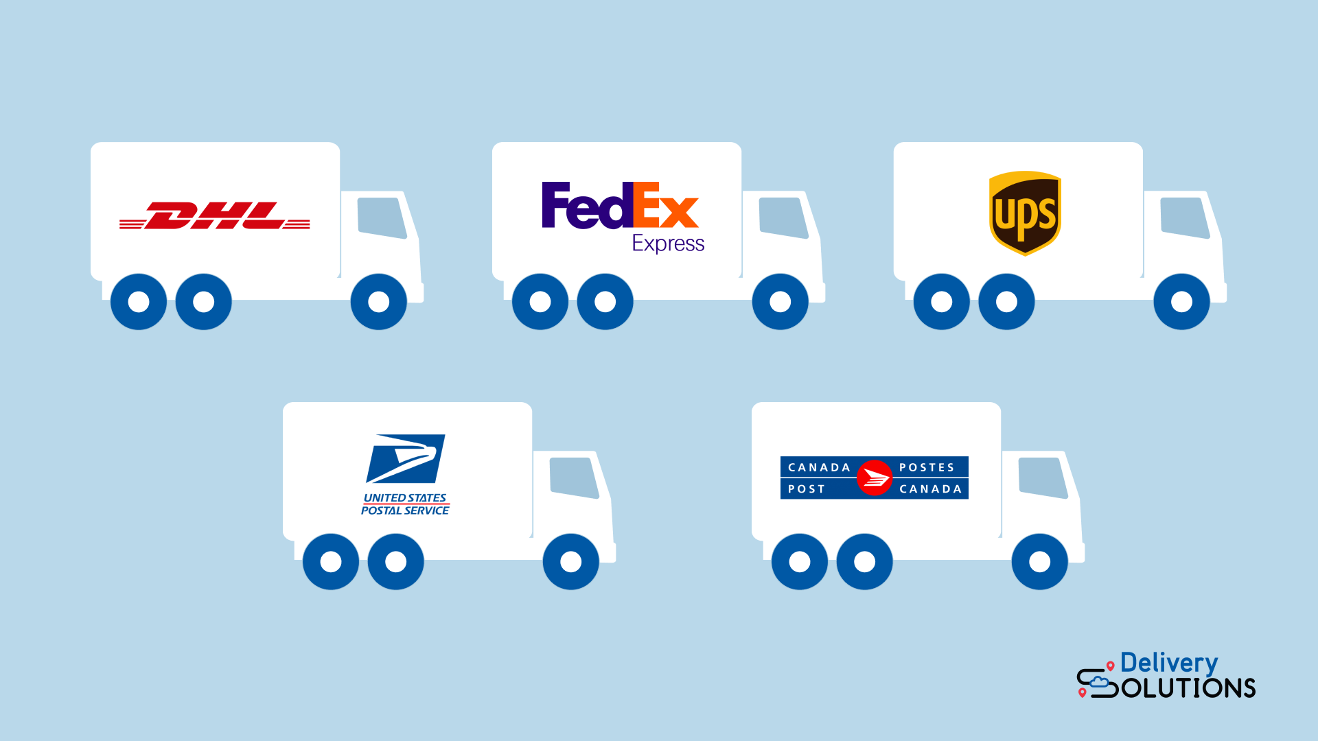 Delivery trucks with shipping logos