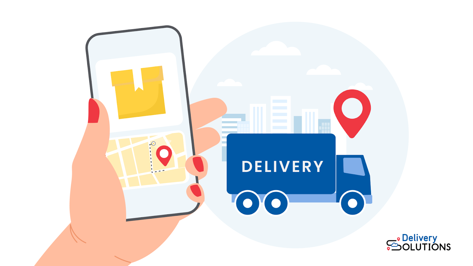 Smartphone and delivery truck route